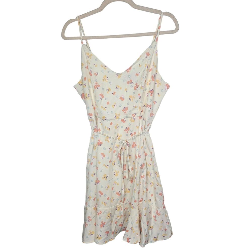 ModCloth Womens Floral Mini Dress Sz 12 Ruffle Hem Boho Hippie Festival Cottage